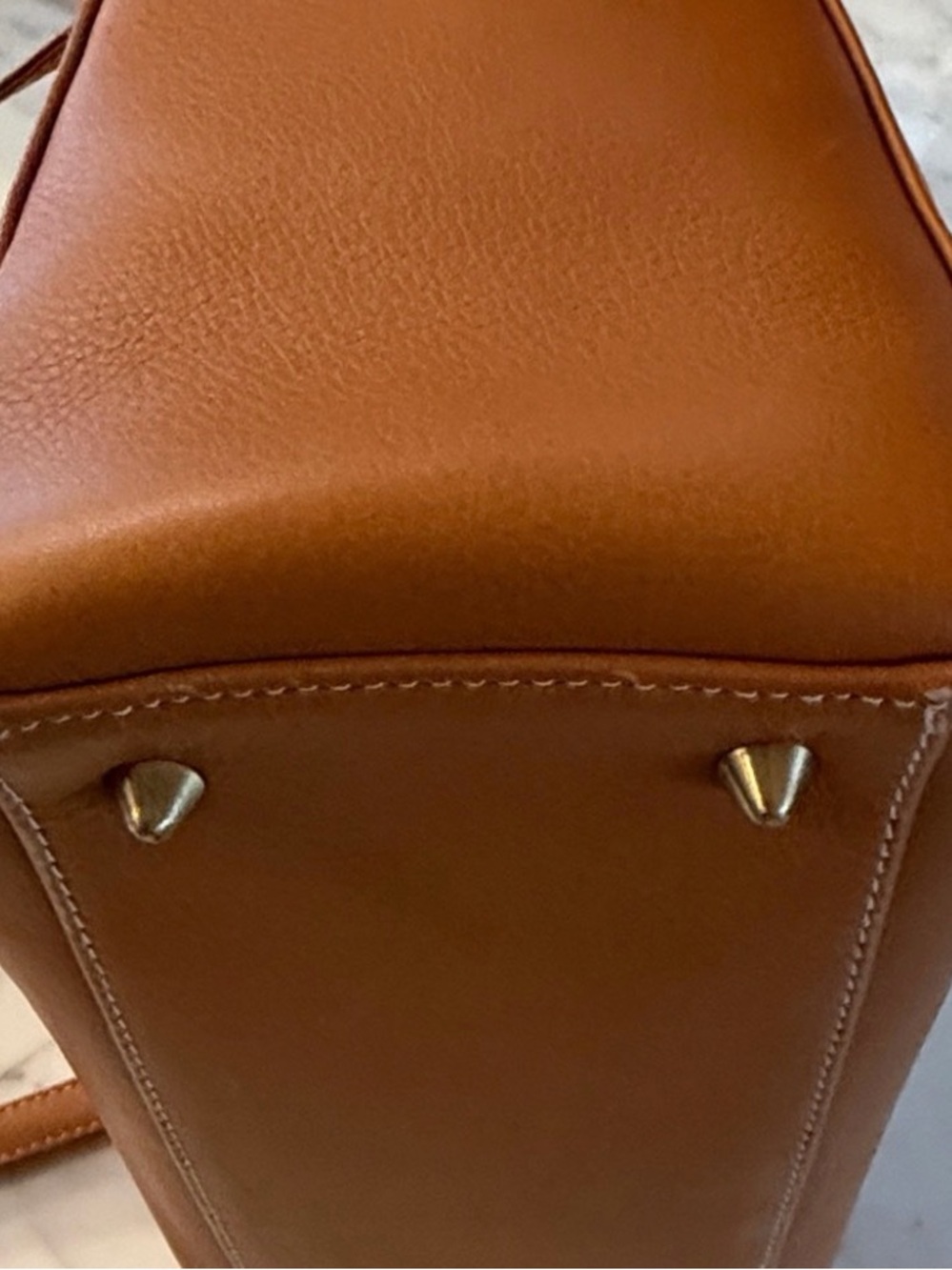 Christian Dior Cognac Leather Top Handle Bag With Strap Gold Hardware Authentic - Picture 3 of 7